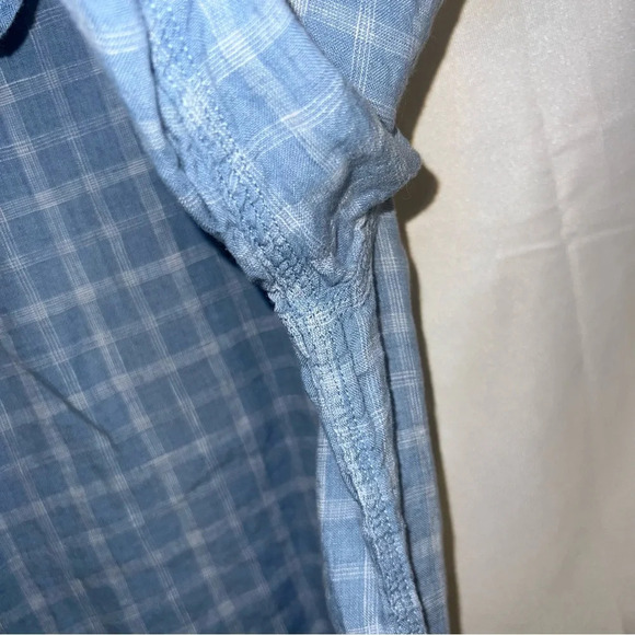 Lucky Brand Linen Snap Button Down Shirt Size Large Plaid Rodeo Coastal Cowgirl - Picture 6 of 14